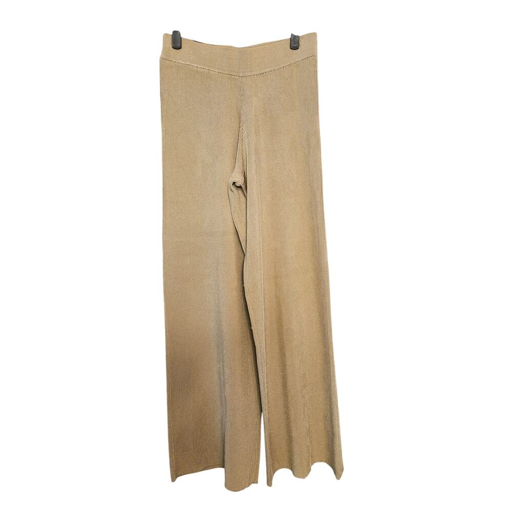 NWT Olive Rib Knit Wide Leg Pants House of Harlow ($188) -S- 26W 28Inseam -77-